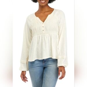 Women's Medium Ivory/Cream True Craft Peplum Top